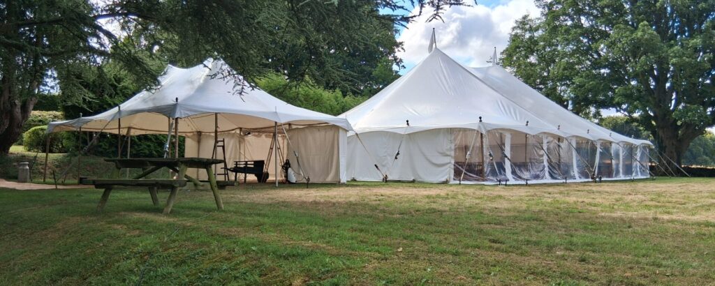 Marquee Hire Sailcloth tent hire Little Malvern Farm Marquees Worcestershire Wood Farm